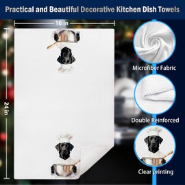 Funny Chef Black Labrador Retriever Gifts Kitchen Dish Towels, Black Lab Gifts, Labrador Retriever Decor Decorative Hand Tea Towels for Kitchen, 16x24 Inches Set of 2