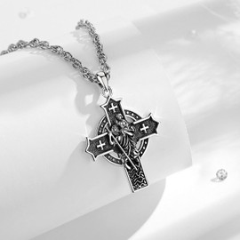 EUDORA Harmony Ball 925 Sterling Silver Saint Christopher Necklace for Women Men, St Christopher Cross Necklace St Christopher Pendant Saint Christopher Medal Protection Amulet Jewelry Gift, 24"