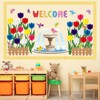 Pajean Welcome Bulletin Board Set 3D Tulip Flower Classroom Decorations