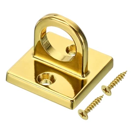 PATIKIL Pad Eye Plate U Hooks, Metal Ceiling Hook Wall Mount Loop with Screws Hardware Ring Hooks for Hanging Ropes in Queue Barrier, Bright Golden