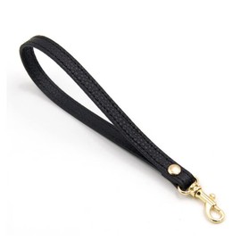 SHTGOI PU Leather Wrist Strap Key Ring Replacement Short Bracelet Bag Handles Leather Strap with Carabiner Hook Bag Strap for Handbags Purse Clutch Wristlet Purse Keychain Pouch Black