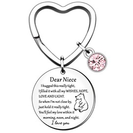 HULALA Niece Gifts Niece Keyring Keychain Key Rings For Women Girls Birthday Christmas Leaving Wedding Graduation Keepsake Presents I Love You