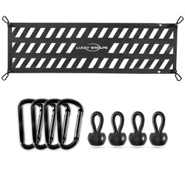 LUCKY STRAPS Tailgate Net for Pickup Truck Bed, 50'' x 15'' Heavy Duty Tailgate Cargo Netting for Small & Mid-Size Truck, Easy-to-use Tailgate Mesh for Chevy, Ford, Toyota, GMC, Dodge RAM, Jeep(Black)