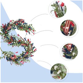Bibelot 4th of July Front Door Garland Wreath -5.9Ft Patriotic Garland with Red, White & Blue Flowers and Leaves for Arch Wall Table Party - Memorial Day, Independence Day Indoor & Outdoor Decor