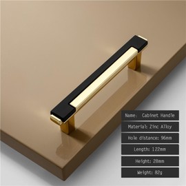 KOVNISE 2 PCS Cabinet Pulls Zinc Alloy Plating Process Simple Modern Style Drawer Pulls for Cabinet Golden Black Cabinet Door Knob for Cabinet, Drawers and Wardrobe Doors Drawer (96mm)