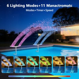 Pool Fountain with Lights | Solar Pool Fountain for Above Ground & Inground Pools,Solar Lights with Remote, Adjustable Sprinkler for Relaxation & Cooling 6-15 Degrees