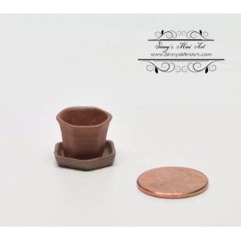 SMA 1:12 Dollhouse Miniature Small 6-Sides Dark Clay Pot with Sauce BD B462