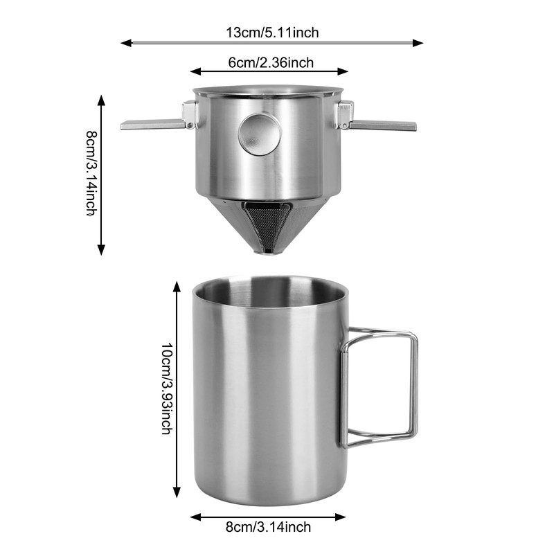 BSDLZCH 304 Stainless Steel Hanging Ear Coffee Filter Cup Portable