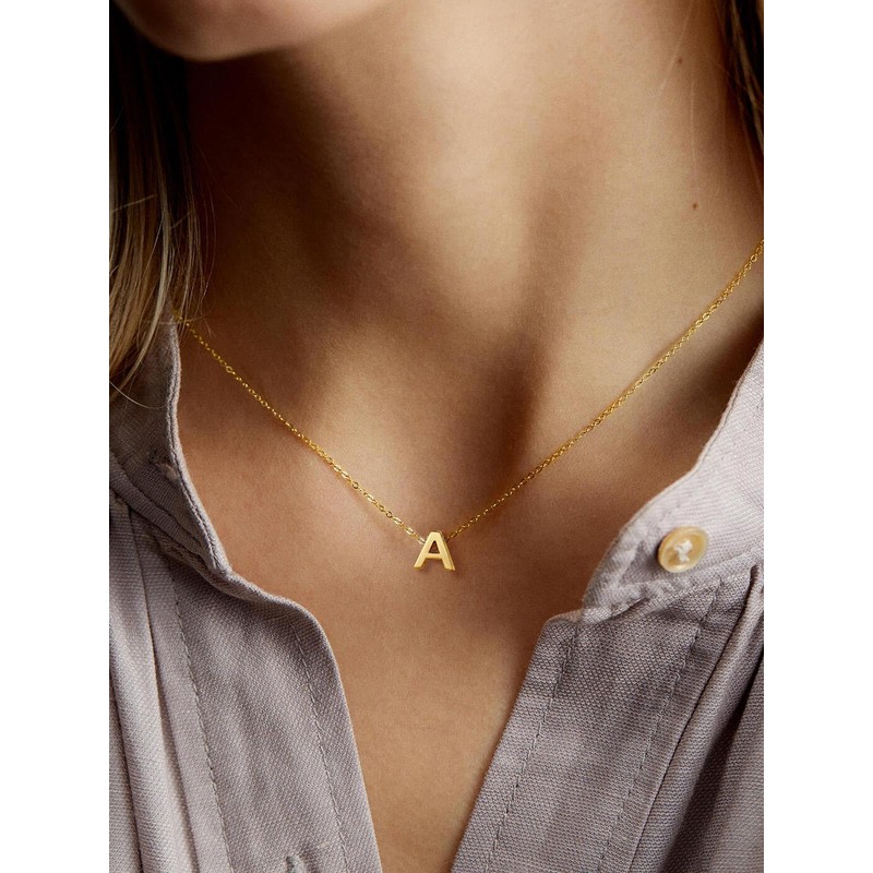 FindChic Alphabet Necklace A-Z Women's Necklace Letter Pendant in Silver
