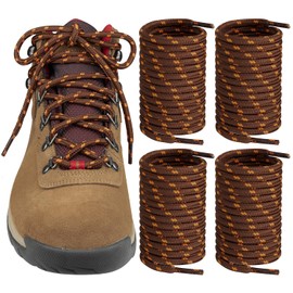 Endoto 2 Pairs Shoelaces for Columbia Boots Replacement Round Shoe Laces Hiking Strings(Color:Brown&Orange,Size:54Inch)