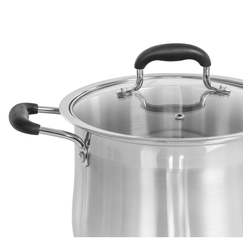 CONCORD Stainless Steel Stock Pot with Glass Lid (Induction Compatible)