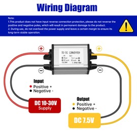Xdingjiala DC 12V/24V to 7.5V Buck Converter Module IP67 Waterproof DC 10-30V to 7.5V 3A 22.5W MAX Power Transformer Step-down Converter for Robotics,Motor, Automotive,LED,etc
