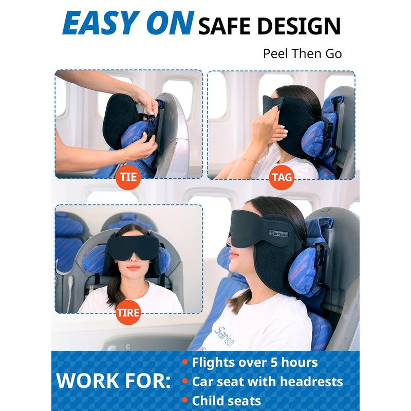 SARISUN Travel Pillow, Upgrade Airplane Pillow for Long Flight, 360°