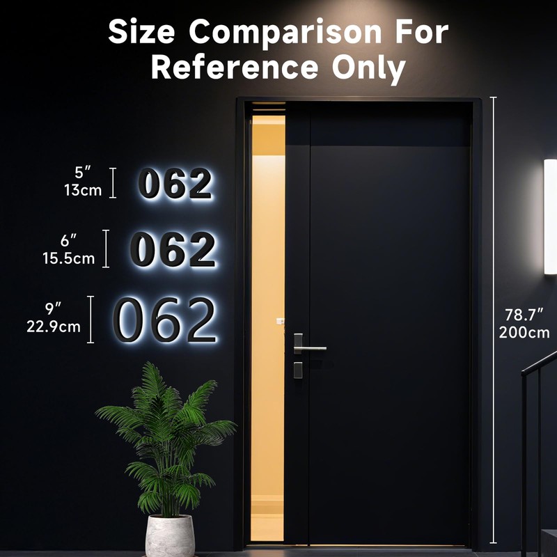 LLtronation 5 Inch Backlit House Numbers for Outside, Stainless Steel,
