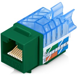 Everest 45° Angled RJ45 Cat5e Keystone Jacks 50-Pack in Green - Slim Profile Female RJ45 Connectors - Cat 5e Keystone Jack - Compatible with 45° Angled Speed Termination Tool - 45Term (B0BL3GS7ZY)