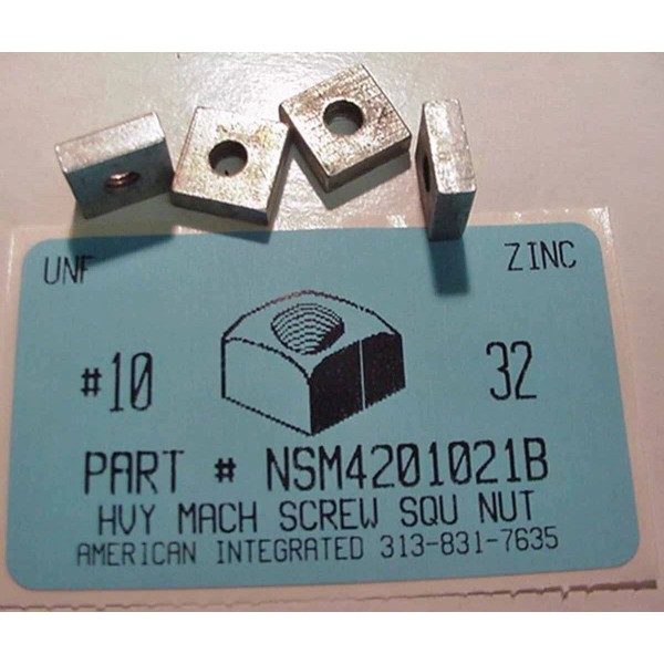 AmericanIntegratedSupply.com #10-32 HEAVY SQUARE MACHINE SCREW NUTS STEEL ZINC PLATED