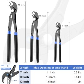 Falichchch Channel Locks Plier Set of 3, Quick Adjust Groove Joint Pliers Set 7-inch, 10...