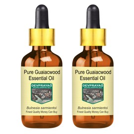 Devprayag Pure Guaiacwood Essential Oil (Bulnesia sarmientoi) with Glass Dropper Natural Therapeutic Grade Steam Distilled (Pack of Two) 100ml X 2 (6.76 oz)