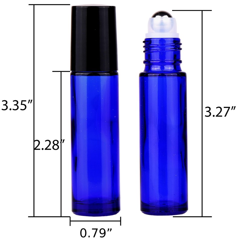 inice 4 Pack Essential Oil Roller Bottles 10ml Cobalt Blue