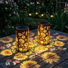 2 Pack Solar Sunflower Lights Outdoor Multicolor, Waterproof Garden Lights Solar Powered, Small Patio Decor, Color Changing Yard Decorations for Pathway, Porch, Walkway
