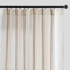 jinchan Striped Linen Blend Curtains 90 Inch Long for Living Room Tan Stripe Semi Sheer Light Filtering Modern Farmhouse Drapes for Bedroom Curtain Set 2 Panels