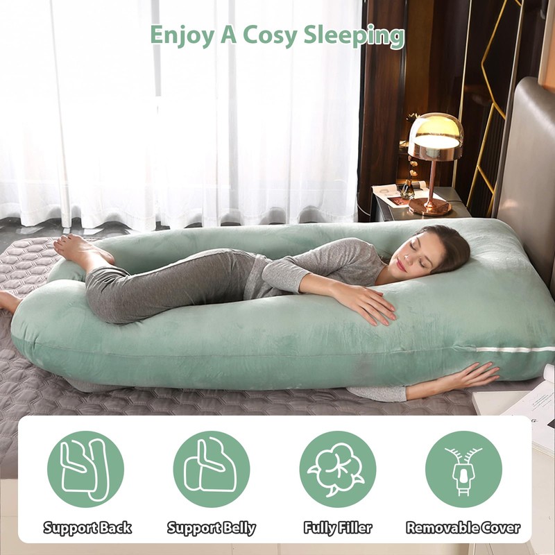 Amagoing 55 inches Pregnancy Pillows for Sleeping, U Shaped Maternity