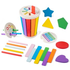 Smartwo Montessori Toys for 1-3 Year Old, Wooden Color Sorting Learning Toys for Toddlers, Fine Motor Skills Matching Games,Sensory Development Educational Toy,18 Month+ Baby Boys Girls