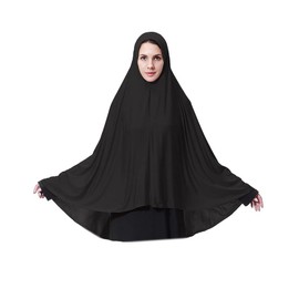YJZQ Women Muslim Heardscarf Shawl Pullover Extra Long 130cm Prayer Hijab Muslimah one Piece Chadors Arabia Body Cover Turban Islamic Middle East Full Cover Clothing, Black