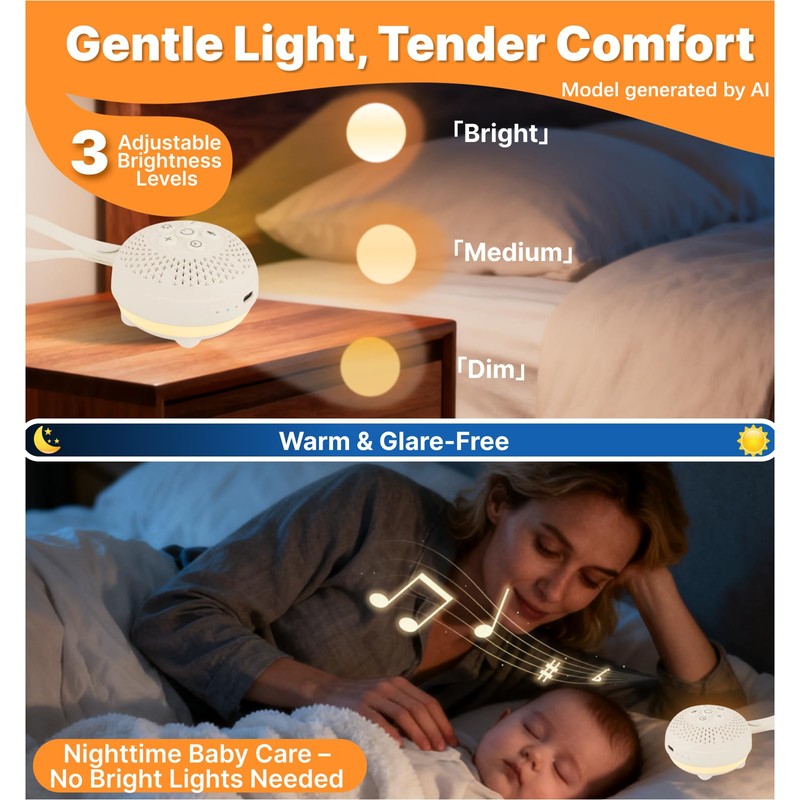 Hmusic Portable White Noise Machine, Sleep Machine with Voice Recording