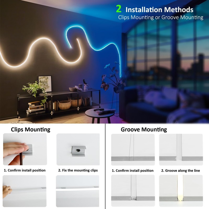 JOYLIT 4MM Width Neon LED Strip Lights 6000K Cool White