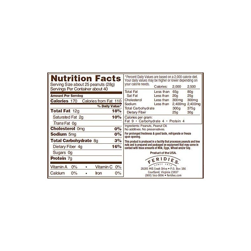 FERIDIES Super Extra Large Virginia Peanuts (Feridies Unsalted Peanuts 255g