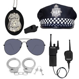 WUEURU 6 Pcs Police Accessories Kit,Cool Police Costume,Police Pretend Play Toy Set, Police Toys For Kids Police
