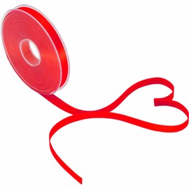 PMLAND Solid Red Fabric Satin Ribbon 3/8'' Inch x 27 Yards Double Faced Use for Crafts Gift Wrapping Floral Bouquets Ornaments Hair Bows Party Decoration