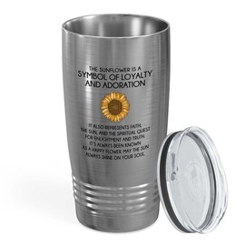 Flairy Land Daily Affirmation Stainless Edition Tumbler 20oz - Sunflower Adoration - Funny Gift For Reminder Coworker Friendship Graduation Birthday Encouragement Sunshine Woman