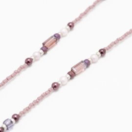 meigan 9401-01 Women's Glasses Chain, Stylish, Silver, Pearlized Beads, Lightweight, Made in Japan, Purple
