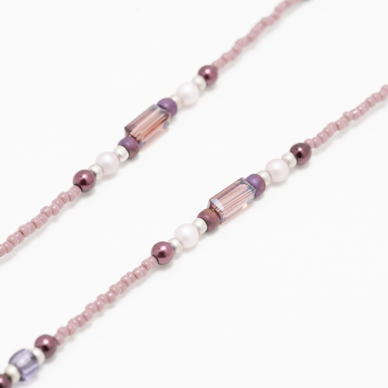 meigan 9401-01 Women's Glasses Chain, Stylish, Silver, Pearlized Beads, Lightweight,
