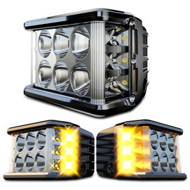 SLARY 4 Inch LED Work Lights LED Strobe Pods, Side Shooter Dual Side Yellow DRL Flasing Strobe Offroad Driving Light LED Cubes + Switch Wiring for ATV UTV 4x4 Plow Truck - 2 Pack