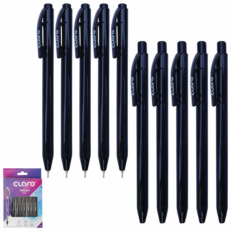 CLARO Trion SRT Retractable Ballpoint Pens, BLACK, Fine Point (0.7mm),