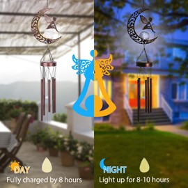 MUMTOP Wind Chimes-Solar Wind Chimes - 30 Inch Wind Chimes for Outside, Metal Wind Chime with Moon and Fairy Spirits for Garden Yard Patio Decor