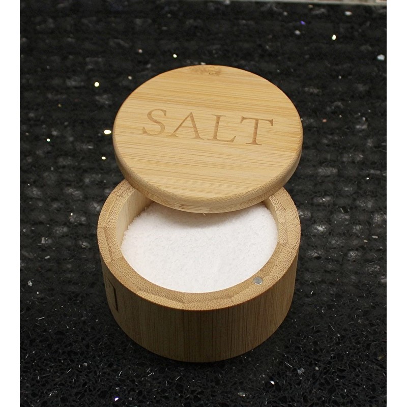 Dependable Industries Natural Bamboo Salt Cellar with Swivel Locking Magnetic