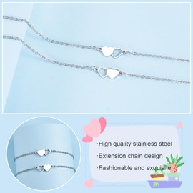 MANVEN Mother Daughter Bracelet Gift for Mother and Daughter Heart Bracelet Made of 316L Stainless Steel for Girls Women Birthday Gift Mum and Me Jewellery Daughter Gifts from Mum