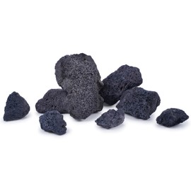 LANDEN Black Lava Stones (16lbs,3~10inch,11pcs) for Aquascaping Terrariums, Paludarium, Vivariums, Reptile and Amphibian Enclosures