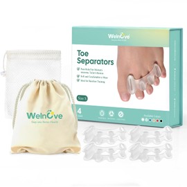 Welnove Toe Separators - 2 Pairs Toe Spacers for Women Men to Correct Bunion, Toe Straighteners for Plantar Fasciitis, Hammertoes, Relieve Feet Pain, Foot Alignment - S