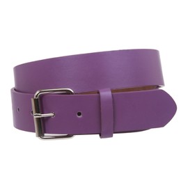 1 1/2" (38mm) Snap On Plain Leather Jean Belt With Roller Buckle, Purple | XL- 42"~44"