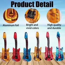 18 Pcs Photo Booth Props, Inflatable Party Props with Guitar, Microphone,Colored Glasses 80s 90s Themed Rock Parties,Birthday,Helloween,Christmas
