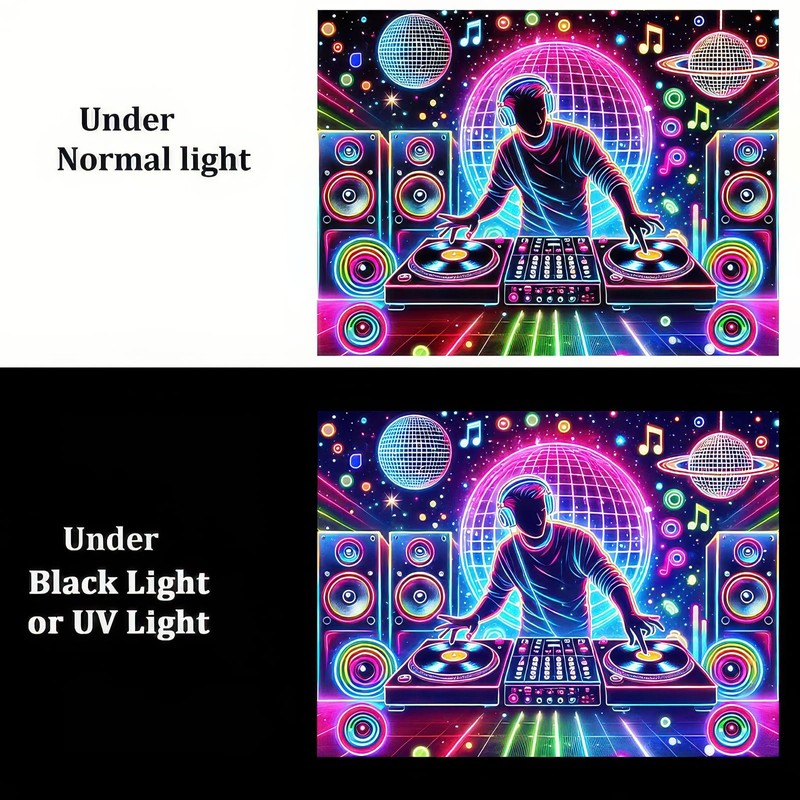 BlissYard Blacklight Tapestry DJing Black Light Hanging Backdrop DJ Music