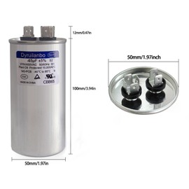 45 μF 45 MFD ±5% 370V/450VAC 50/60hz 440V AC Capacitor CBB65 CBB65B Round Run Start Capacitor Replacement for AC Unit Fan Motor Start，Air Condenser Straight Cool ，Heat Pump ，HVAC，Pool Pump ，AC Motor