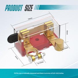 Battery Disconnect Switch, 12/24V 250A Top Post Master Knife Blade Switch/w Crystal Clear Protective Case for Car Vehicle RV and Boat (RED, Negative, Vertical)