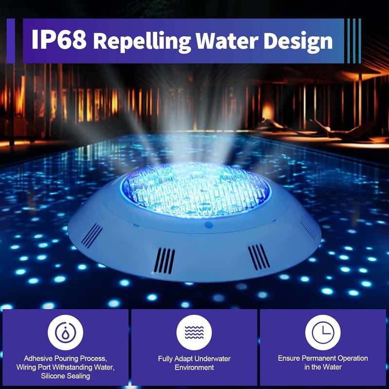 DouSeiAi 12V 45W RGB Color-Change LED Pool Light with Remote,