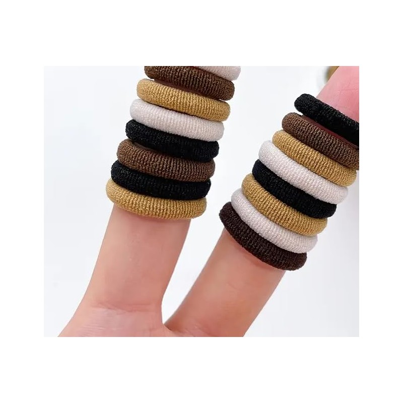 Lavema Haargummis für Mädchen 100 Stück (Braun mit Schwarz)